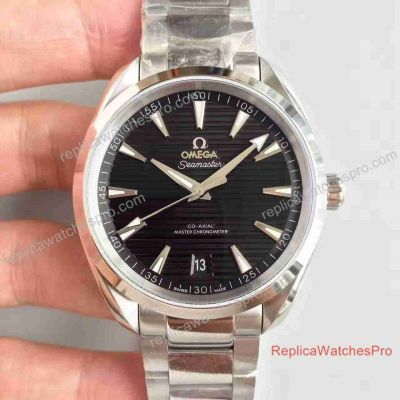 Swiss Replica Omega Seamaster Aqua Terra Master Co-Axial Watch SS Black Dial